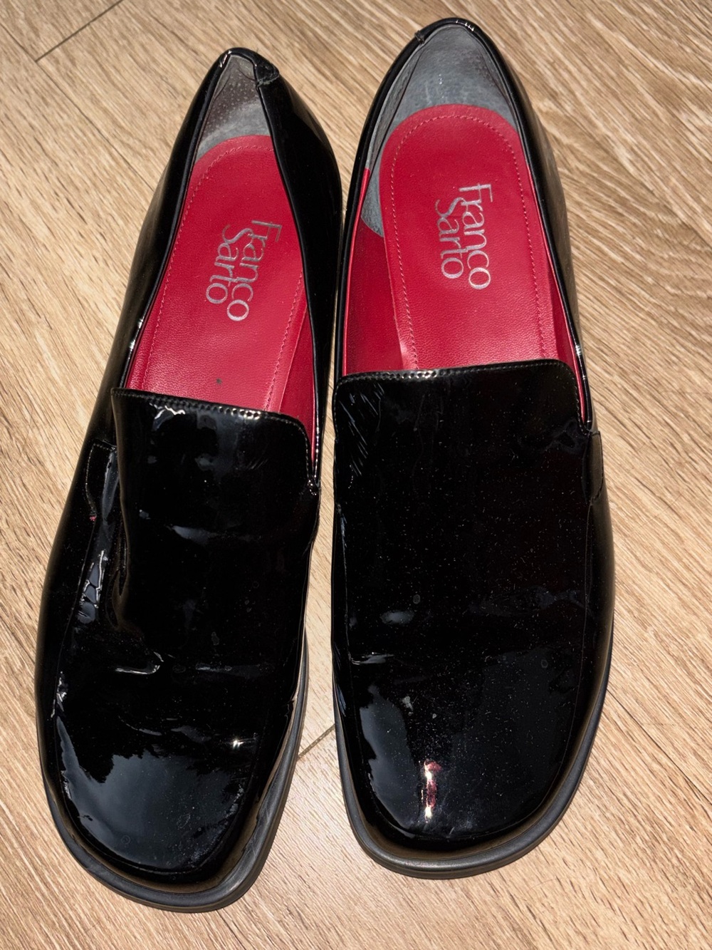 Franco Sarto Bocca Black Patent Leather Loafers Size 10W excellent c18